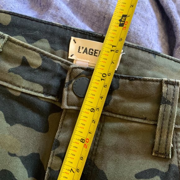 L'AGENCE HIGH RISE SKINNY CAMO JEANS WITH GOLD TRIM SIZE 31 - Picture 7 of 8